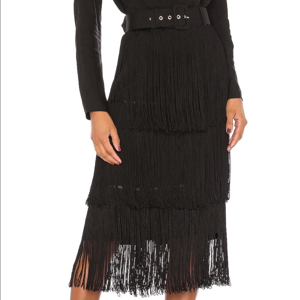 The Roi Fringe Midi Skirt Size Small